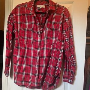 LOFT Red and Black Plaid Shirt